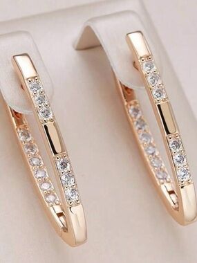 Rose Gold Crystal-Accented Hoop Earrings for Women